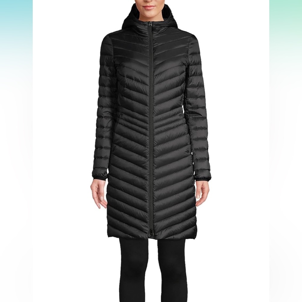 Like new Lands' End Womens Packable Chevron Wanderweight Down Coat